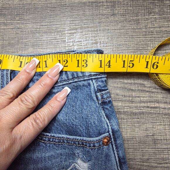 GAP Denim Skirt Women 4 Tall 27T Blue Distressed Raw Hem Jean Skirt Casual Retro - Picture 9 of 11